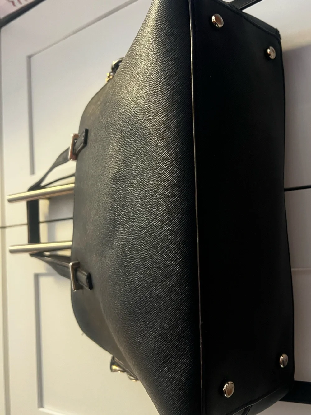 kate spade Black Saffiano Dome Satchel with Crossbody Strap